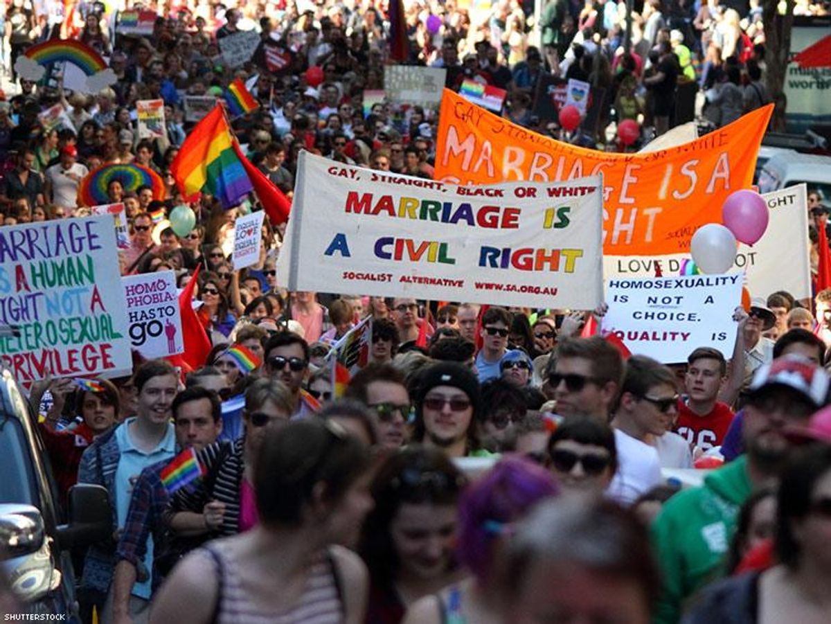 Marching for marriage equality in Brisbane