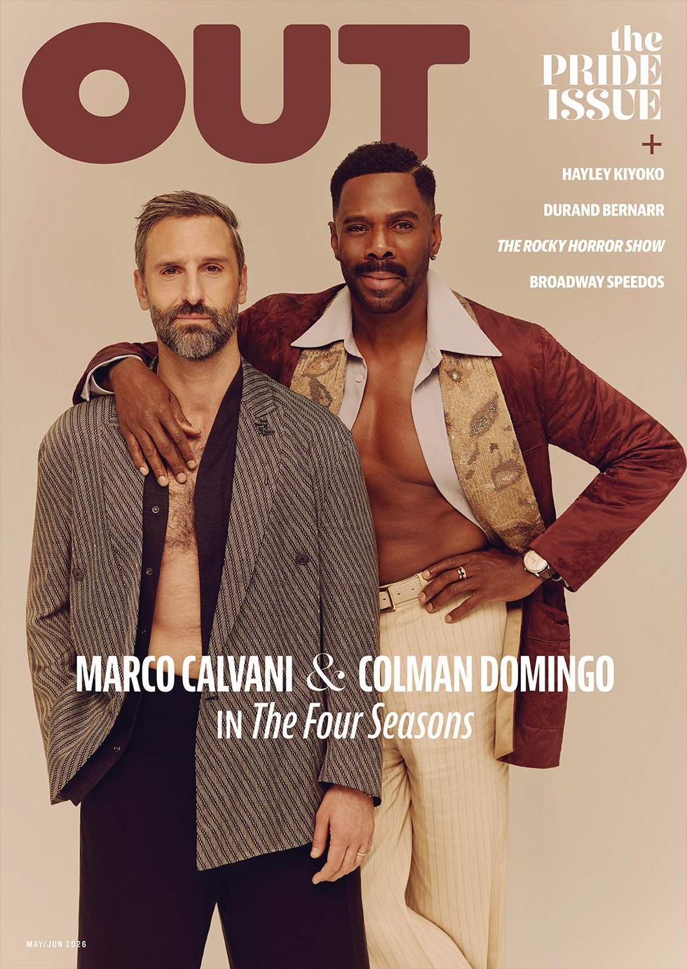 Marco Calvani and Colman Domingo on the cover of Out magazine's May-June 2026 issue