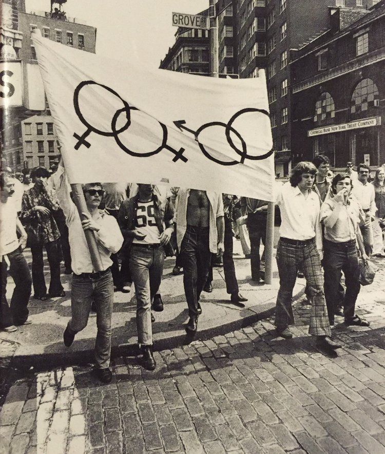 Mark Segal and others march at the first LGBT Demonstration one month after Stonewall.