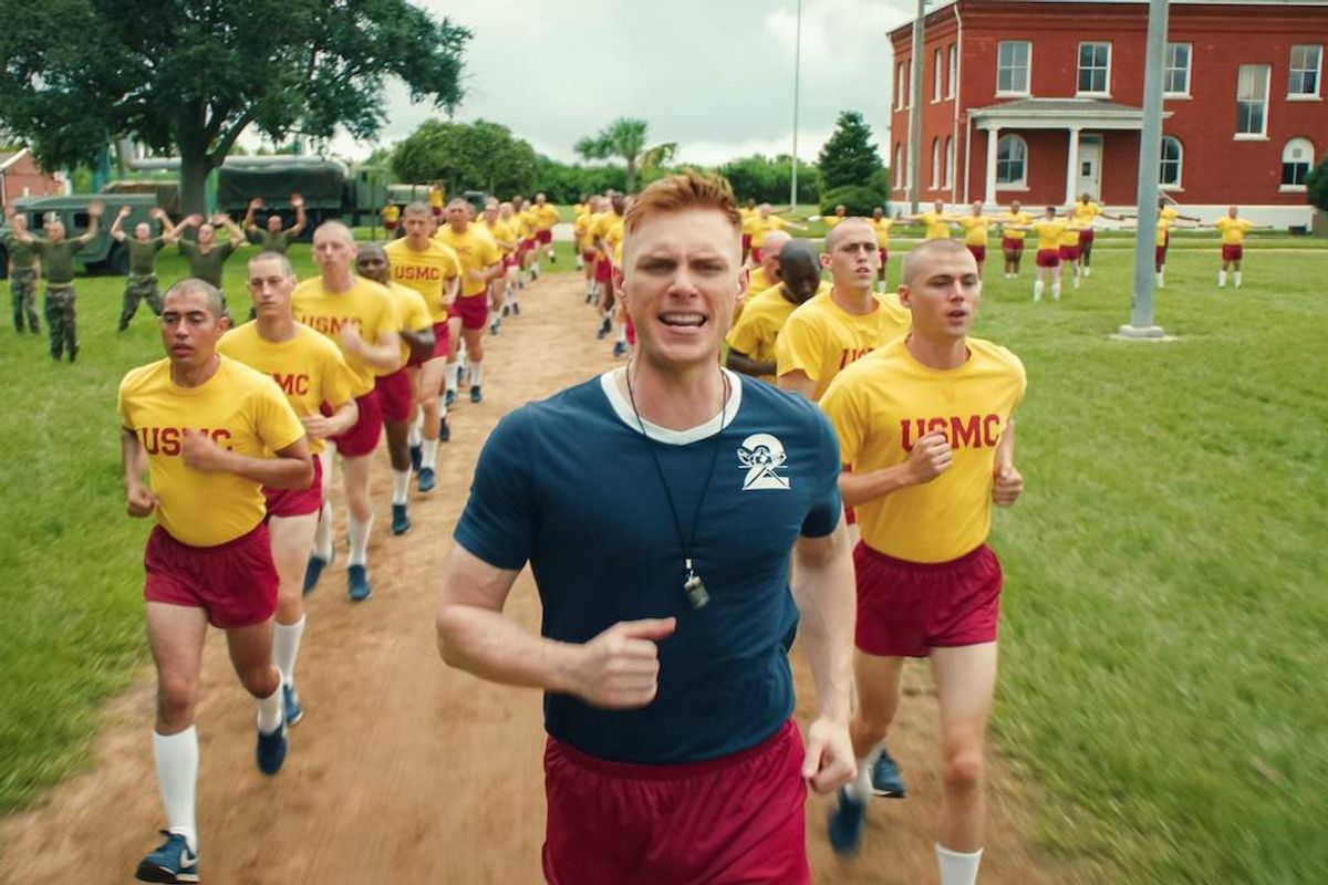 Max Parker as Sgt. Sullivan (center) and Miles Heizer as Cameron (right)