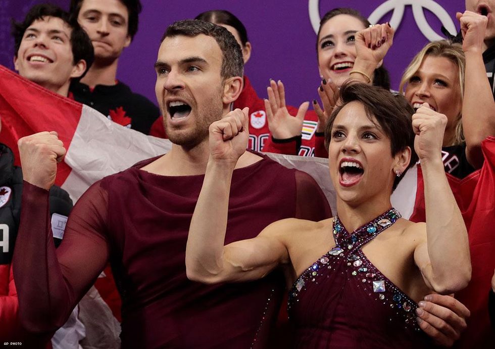 Meagan Duhamel and Eric Radford react