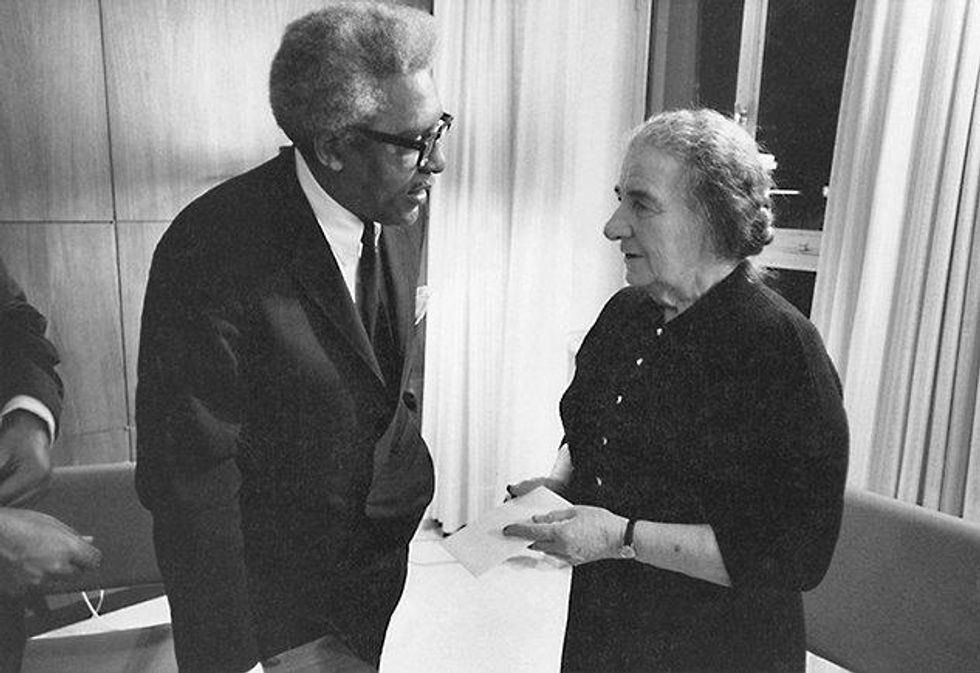 Meeting with Golda Meir, Prime Minister of Israel, 1976. Courtesy Bayard Rustin Estate.