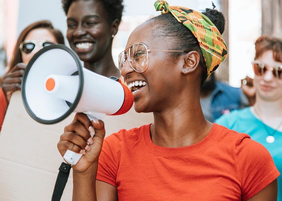 megaphone equal rights march peaceful protest