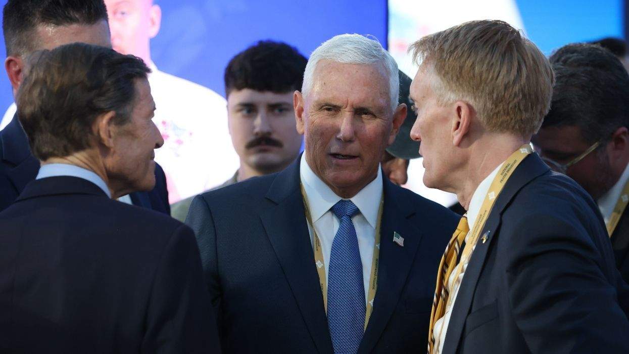 mike pence in conversation with richard blumenthal and james lankford