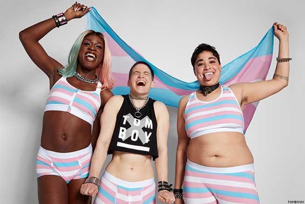 Miles Jai, Theo Germaine, and Trice McKinnon Model TomboyX's Trans Pride Collection