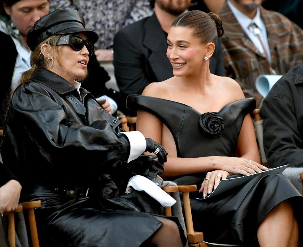 Miley Cyrus and Hailey Bieber during Vogue World Hollywood 2025
