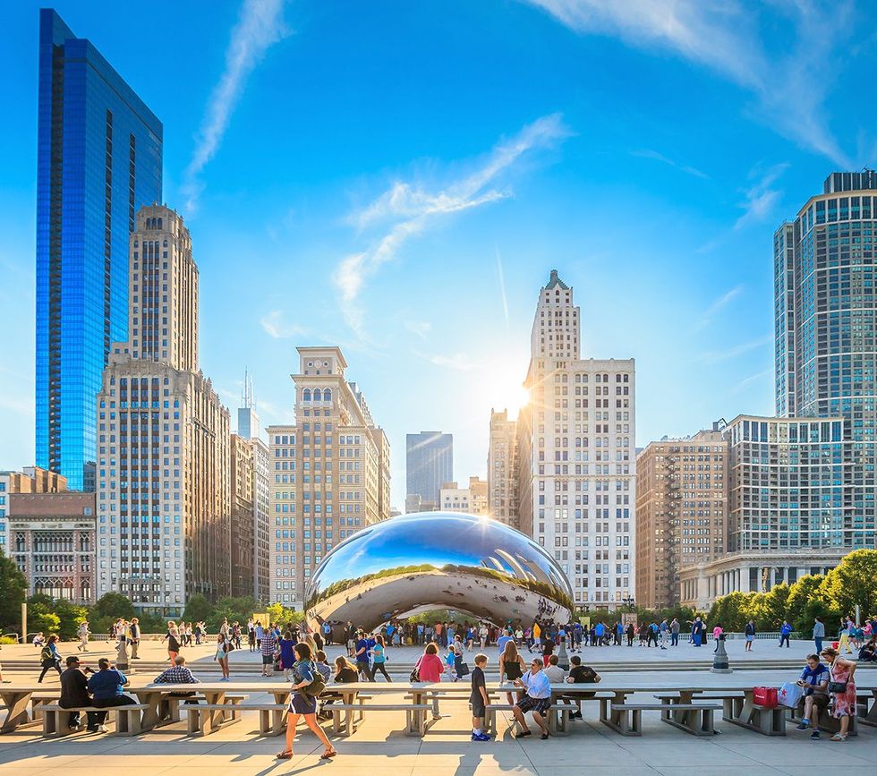 Millennium Park Chicago Illinois Cloud Gate public art aka the Bean