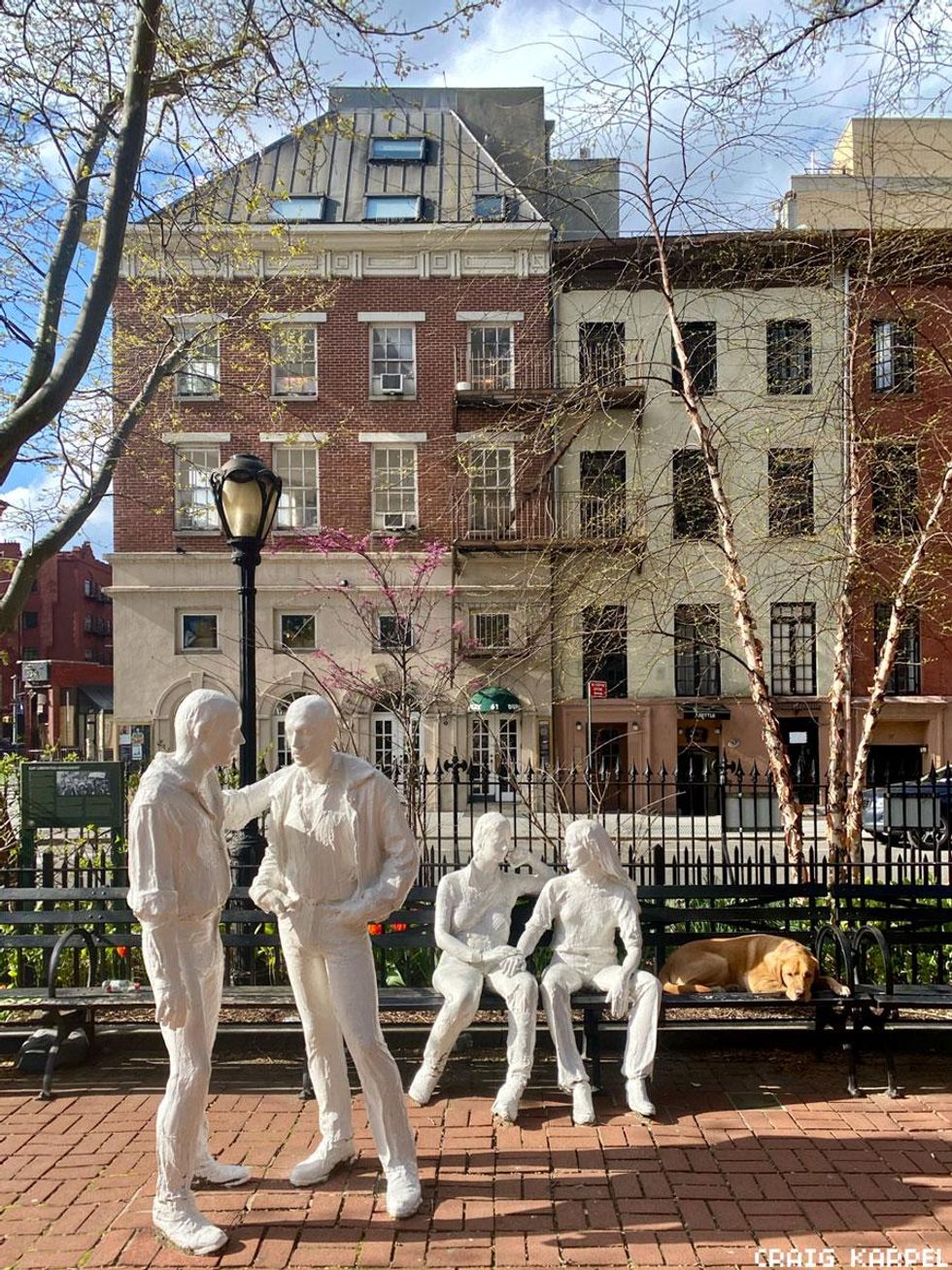 Mingling with statues at the Stonewall National Monument.