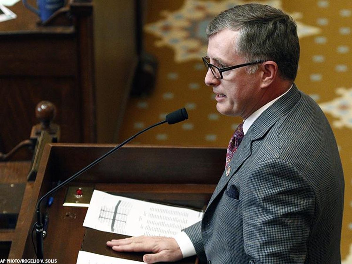 Mississippi Rep. Jay Hughes speaks in opposition to HB 1523 on the House floor April 4