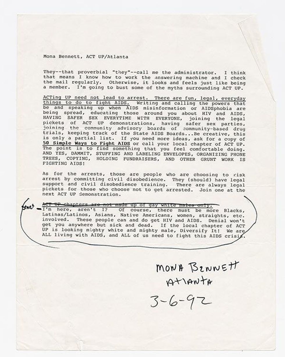 MONA BENNET, ACT UP Atlanta, Atlanta 1992