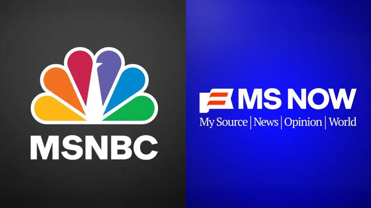 msnbc rainbow peacock logo next to the new blue and red ms-now logo