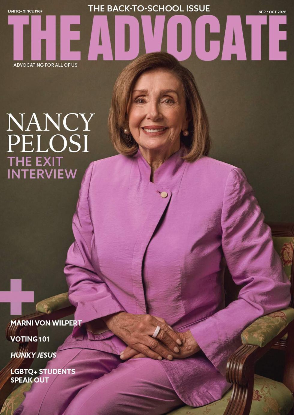 Nancy Pelosi on the Sept-Oct issue of The Advocate