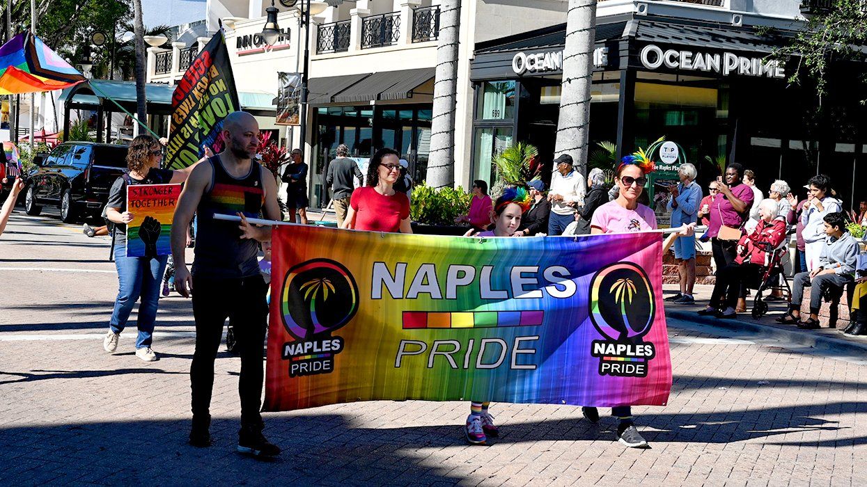 Naples Florida LGBTQIA Pride Parade Banner marchers at the 2023 Martin Luther King Jr Day parade