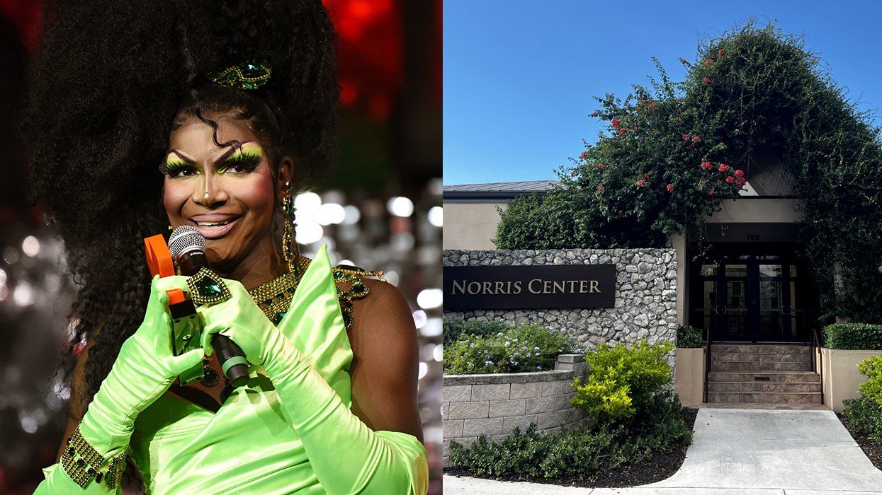 Naples florida LGBTQIA pridefest headlining drag queen Coco Montrese alongside the Norris Center community building where the June 2025 show was forced to be held indoors