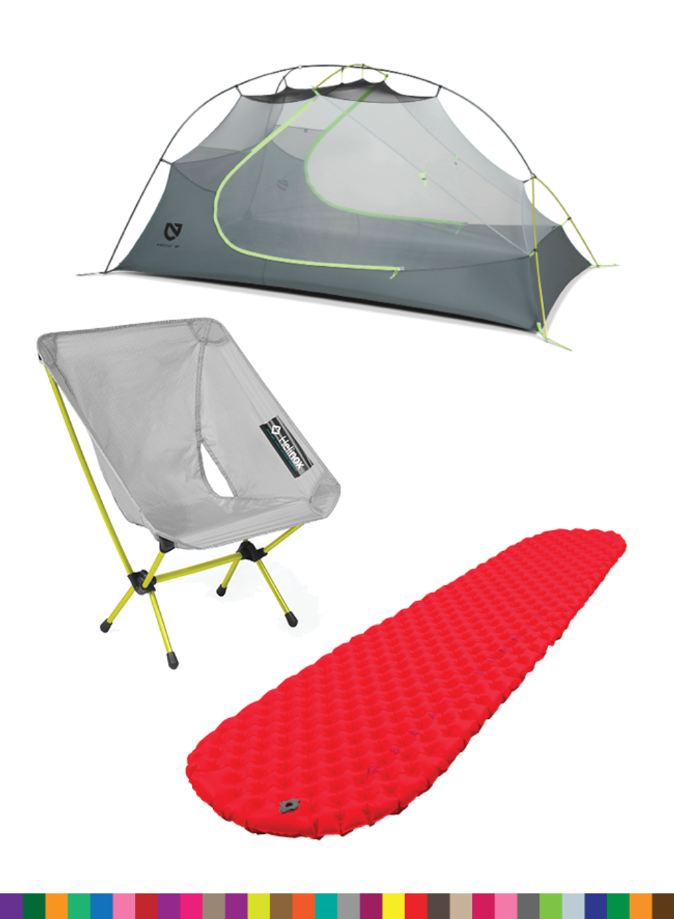 Nemo Firefly, Helinox Chair Zero, Sea to Summit Insulated Inflatable Backpacking Pad
