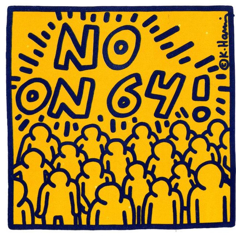 No on 64 Keith Haring pamphlet, 1986