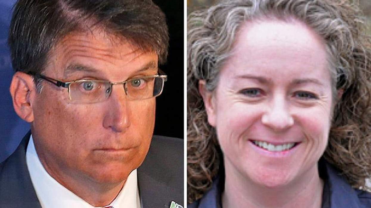 North Carolina Governor Pat McCrory and Family Equality Council leader Emily Hecht-McGowan