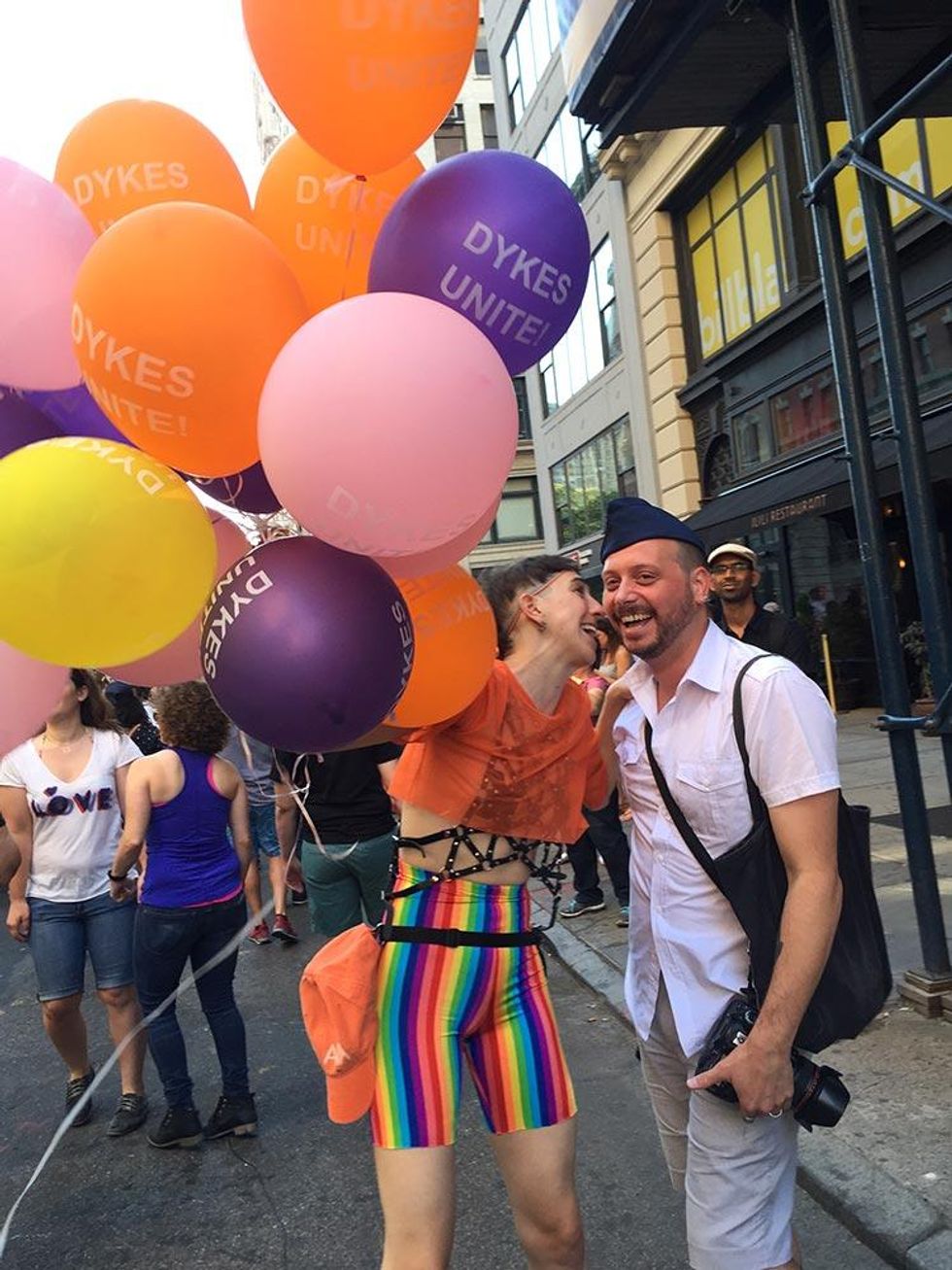 Nothing says protest like "Dykes Unite!" balloons.