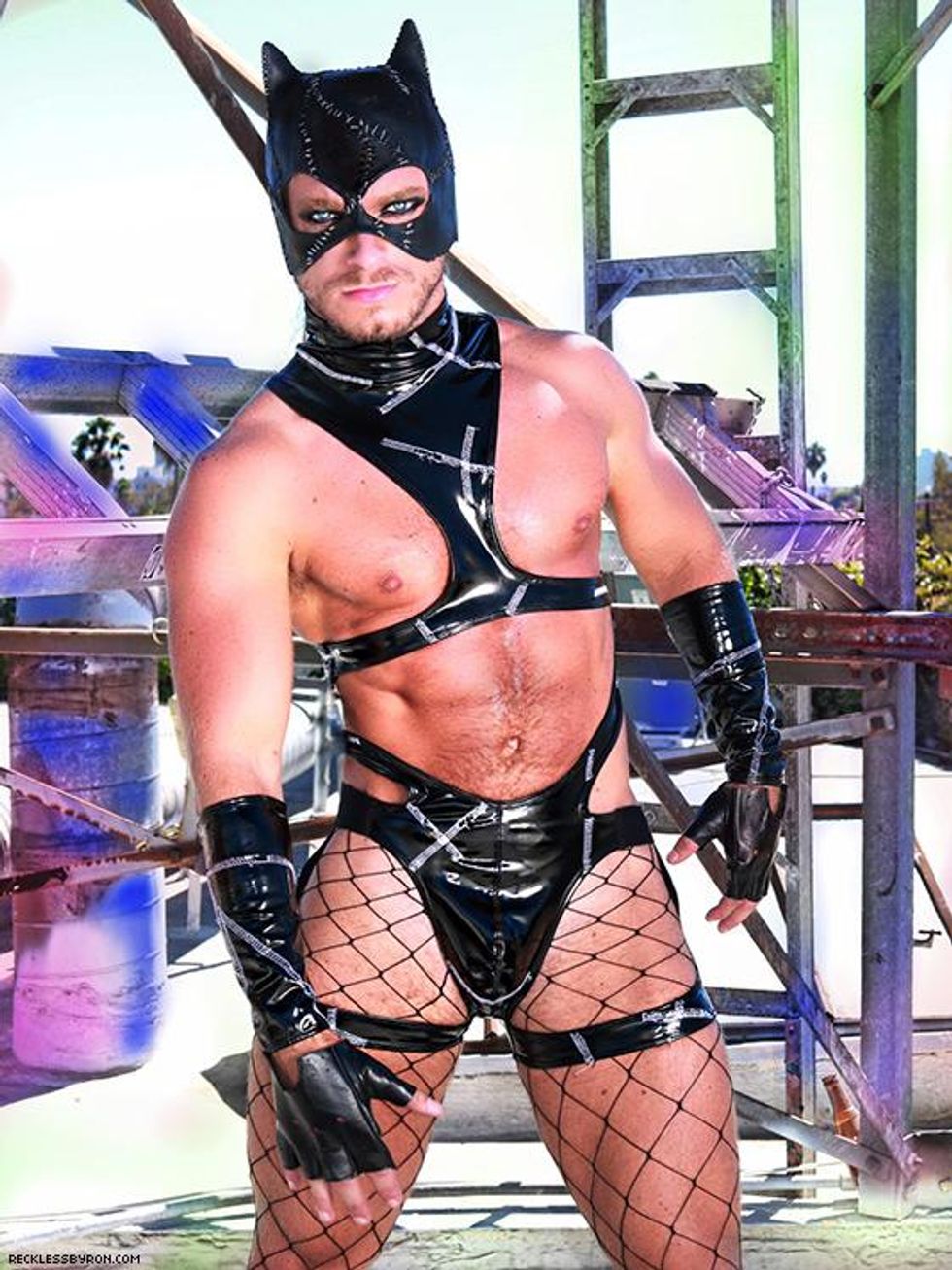 Now that we are all adults, we can celebrate Halloween in near nudity, thanks to Reckless by Ron's strappy, thongy, mostly sheer creations.