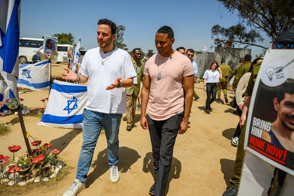 Ofir Amir survivor US Rep Ritchie Torres visit Nova festival memorial Reim Israel April 2024
