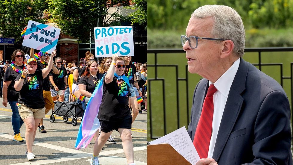 Ohio Columbus LGBTQ Pride Parade Transgender Kids Support Signs Governor Mike DeWine