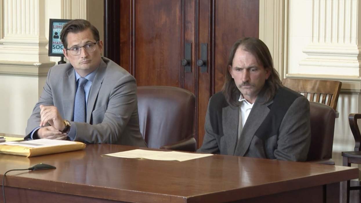 Ohio pastor Silas Shelton sits with his attorney at his sentencing on Monday