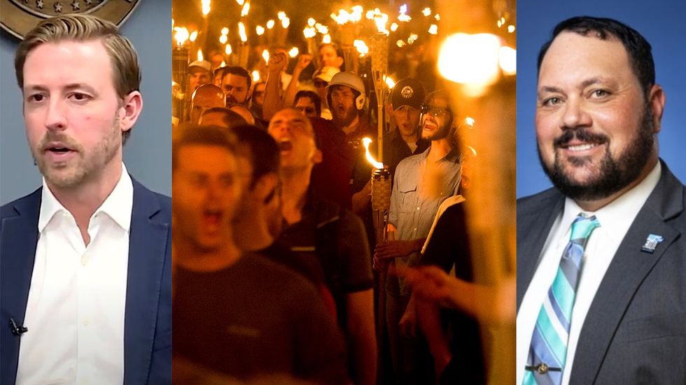 Oklahoma Ryan Walters Unite The Right Rally Charlottesville Virginia Home Depot Tiki Torch Angry Mob Judd Blevins who marched alongside neoNazis lost seat Enid City Council