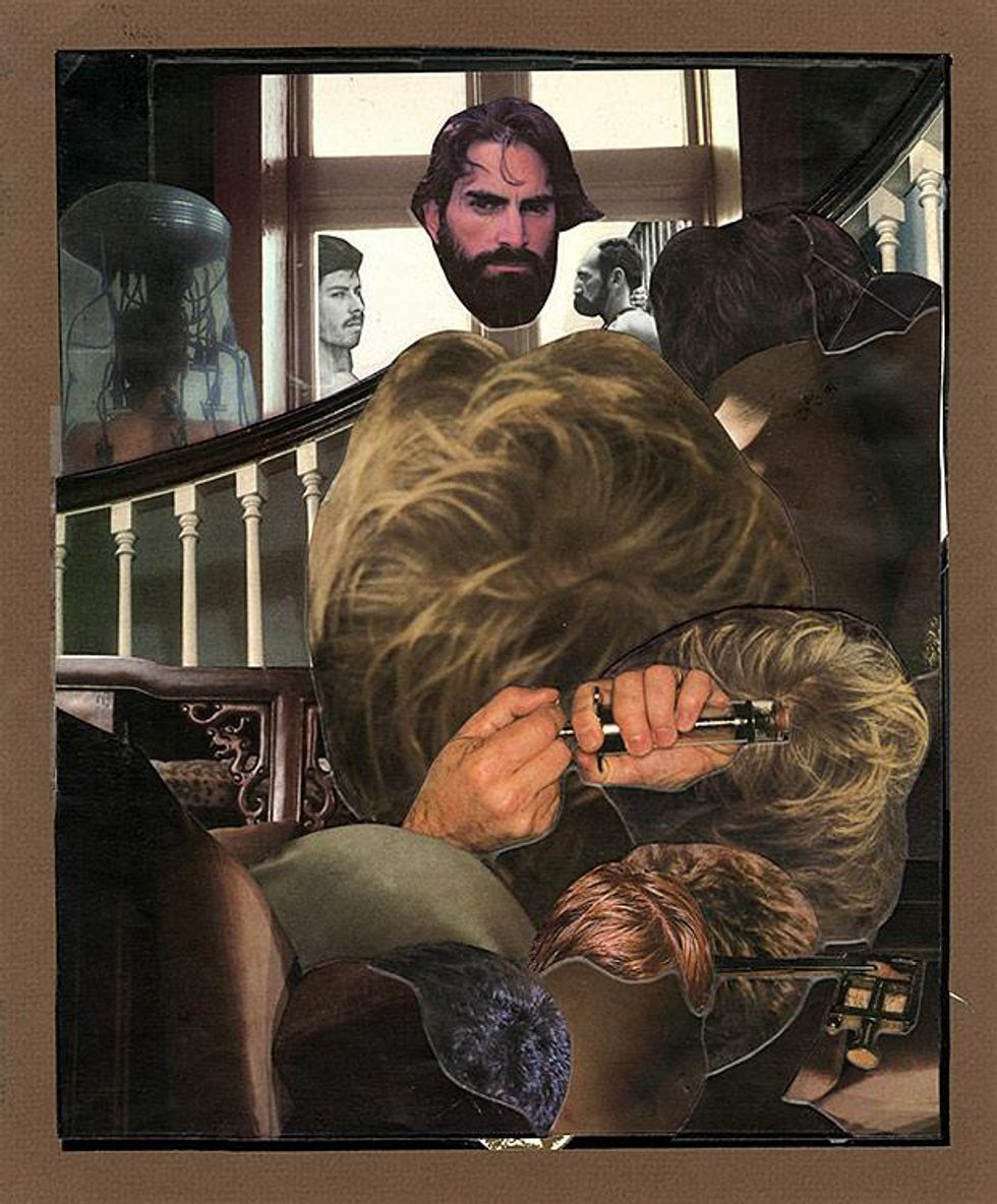 Olaf Odegaard, Title unknown (Hair), c. 1985. Mixed media collage, 13 x 10. Inches. Courtesy of ONE National Gay & Lesbian Archives at the USC Libraries