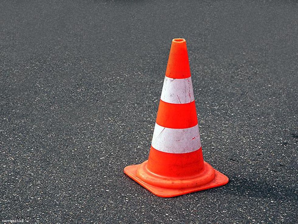 orange white stripe traffic cone