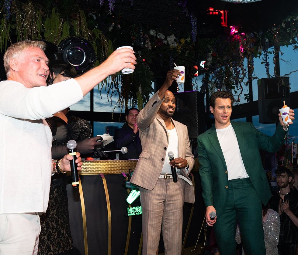 OUT ADVOCATE Magazines Cover Party June 2024 Sam Champion Wayne Brady Jonathan Groff toast drinks