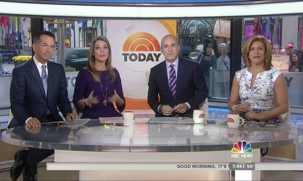 Over at the TODAY show Savannah Guthrie, Matt Lauer and Hoda Kotb all clad purple in honor of Spirit Day.