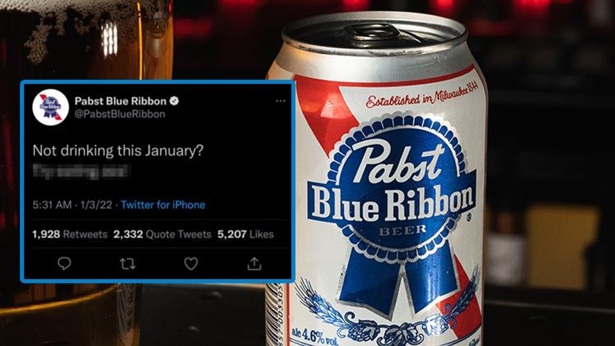 Pabst Blue Ribbon can with tweet inset