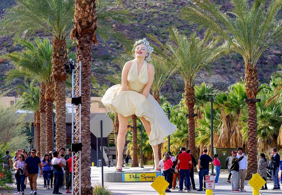Palm Springs California Marilyn Monroe sculpture public art in town center