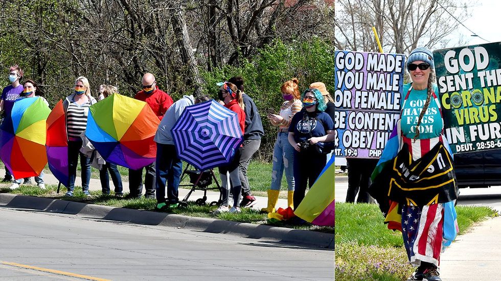 Parasol Patrol protects LGBTQ community Westboro Baptist Church hateful protester