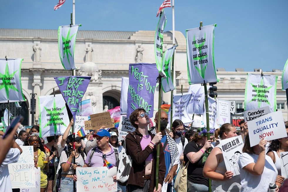 Participants in the first ever Gender Liberation March voiced their support for bodily autonomy reproductive rights trans equality washington dc 2024