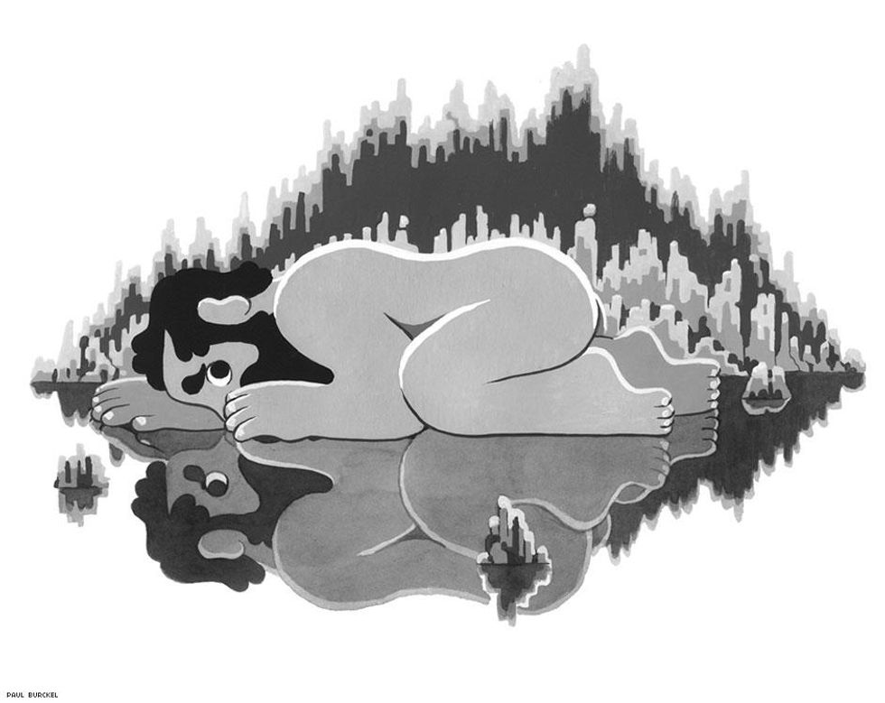 Paul Burckel: \u201cBara angst\u201d, gouache and ink on paper, 20x20cm