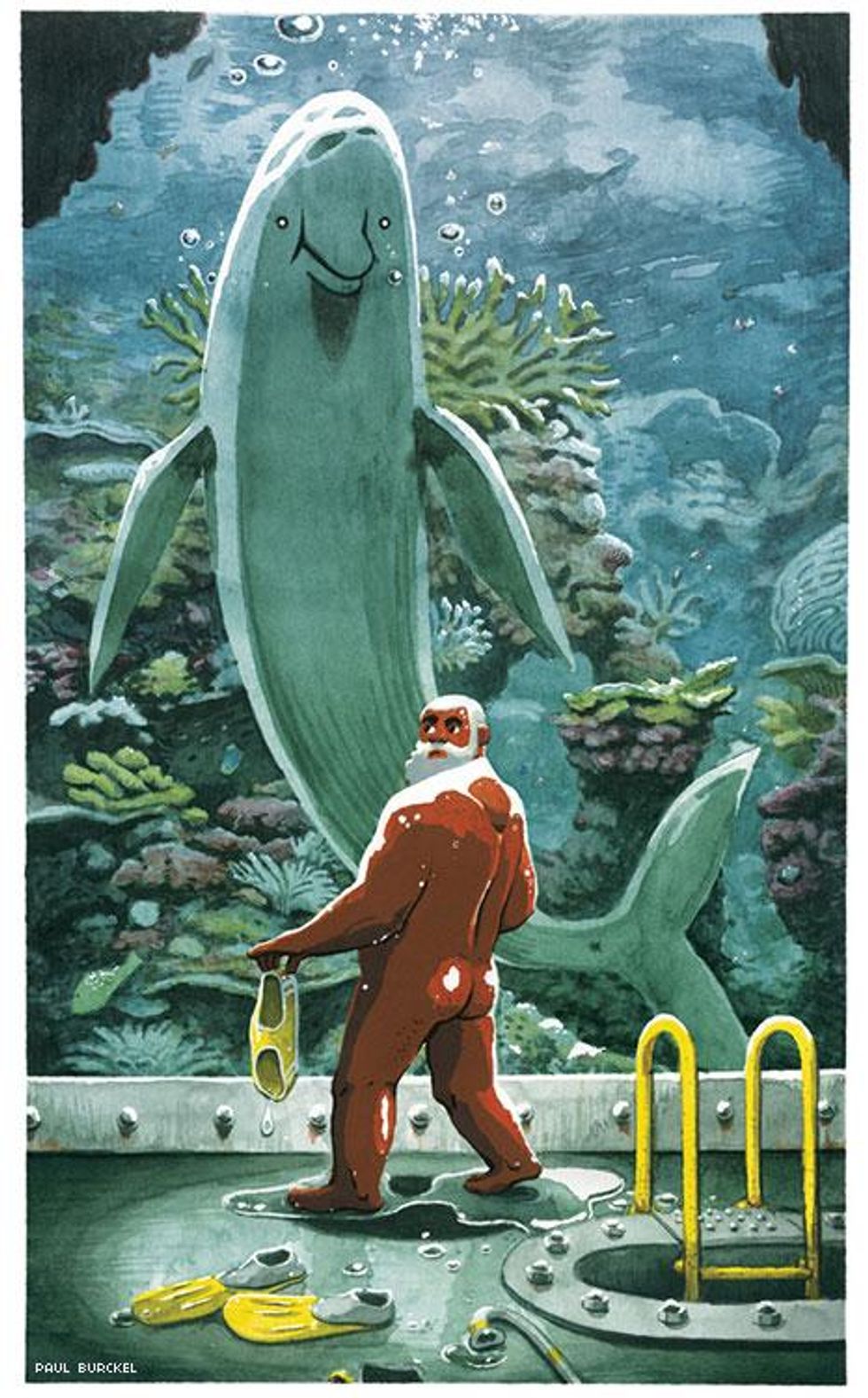 Paul Burckel: \u201cOceanographic got a new friend\u201d,gouache and watercolor on paper, 18x29cm