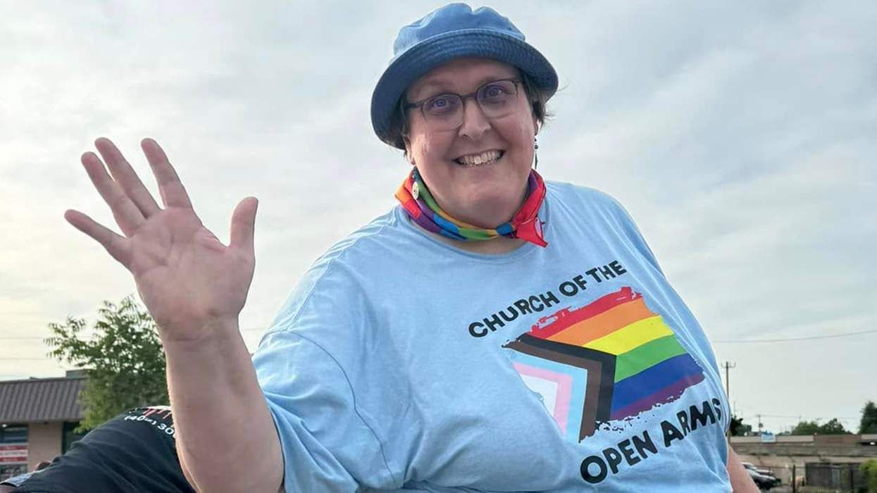 Paula Sofia Schonauer rides in local LGBTQIA parade