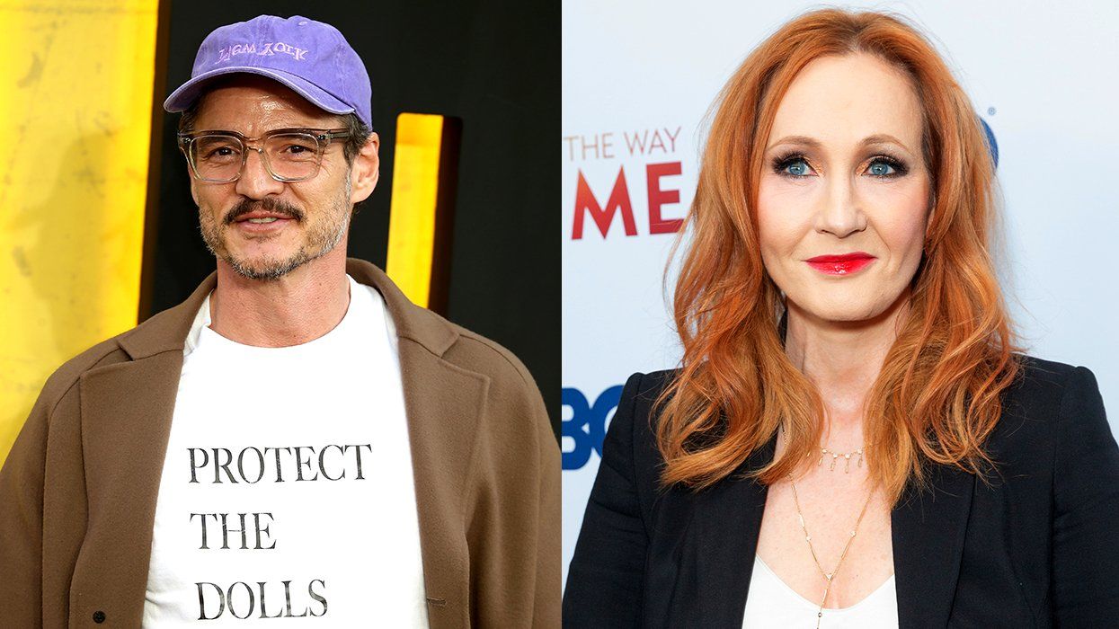 Pedro Pascal in protect the dolls shirt Thunderbolts UK screening London England 2025 alongside JK Rowling premiere of Finding the Way Home at HBO NYC 2019