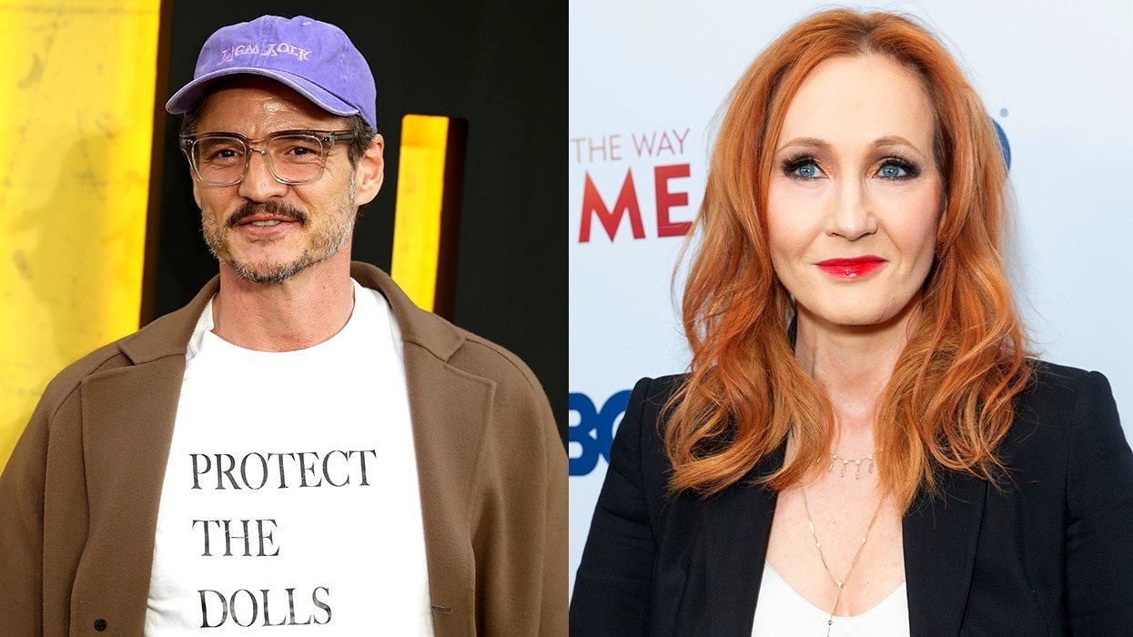 Pedro Pascal in protect the dolls shirt Thunderbolts UK screening London England 2025 alongside JK Rowling premiere of Finding the Way Home at HBO NYC 2019