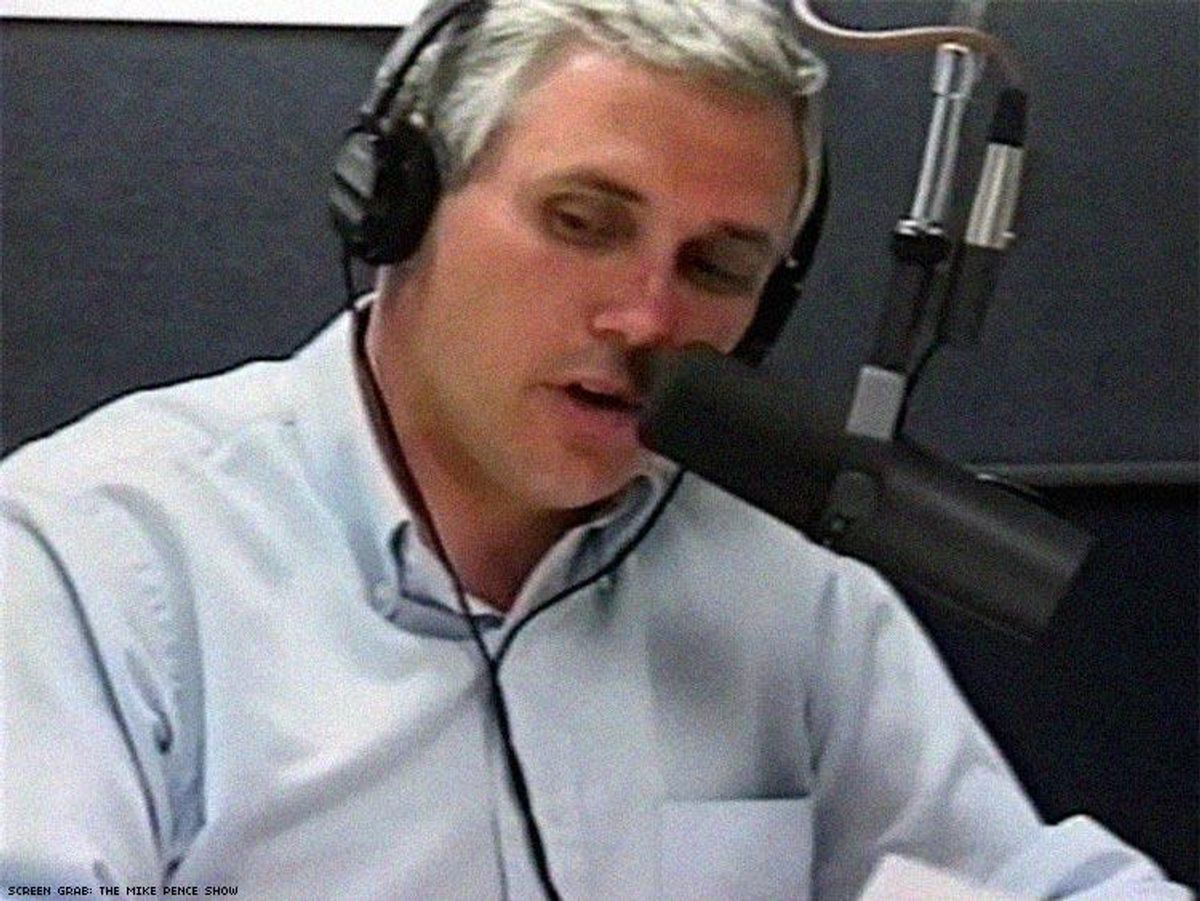 Pence broadcasting on The Mike Pence Show in the 1990s