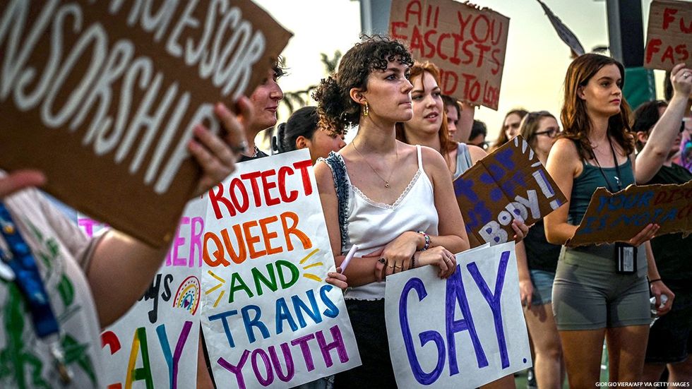 People protesting Florida's "don't say gay" law