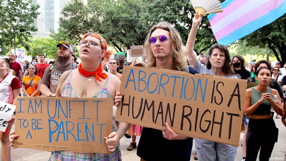 People protesting for abortion and LGBTQ rights