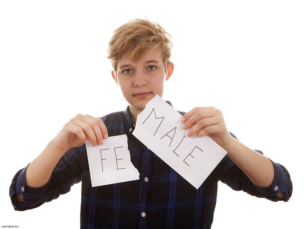 person ripping paper from female to male
