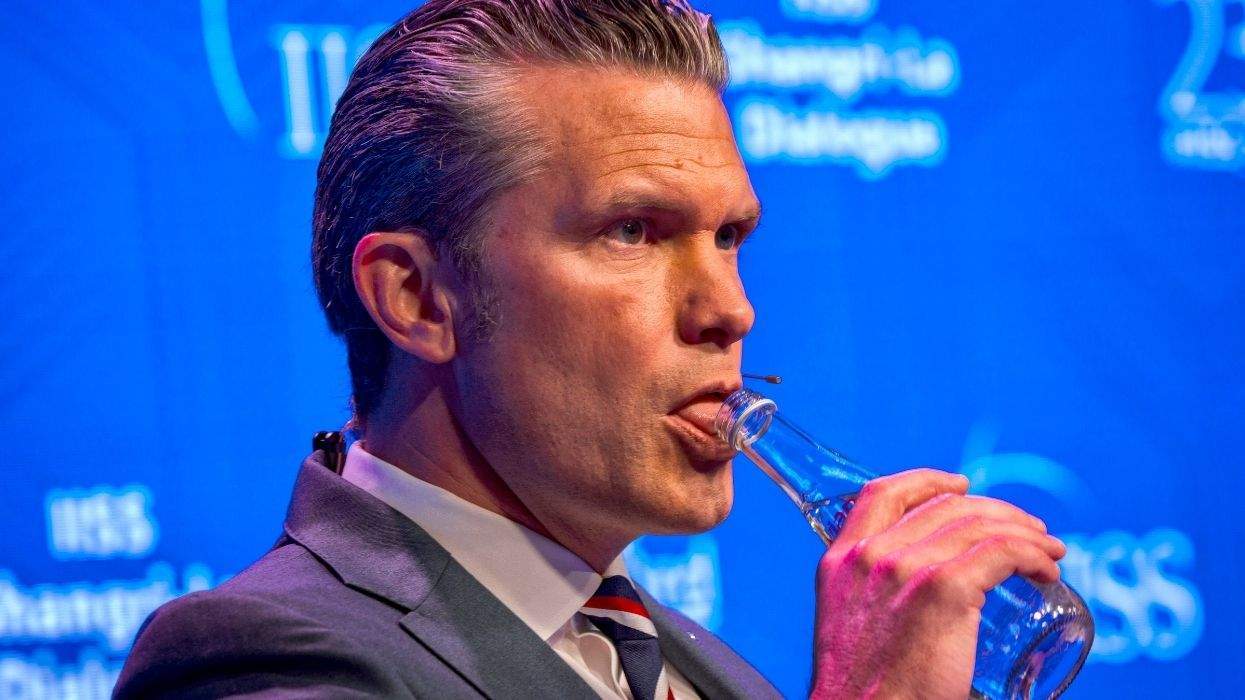 pete hegseth drinking from glass bottle