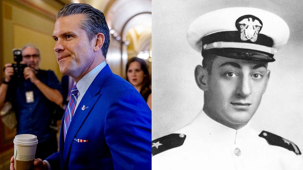 Pete Hegseth US Navy portrait of then Ens Harvey Milk