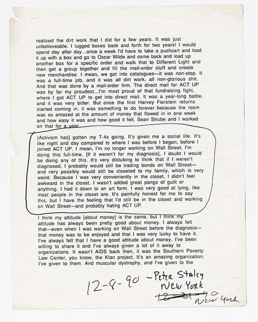 PETER STALEY, ACT UP New York, NYC 1990