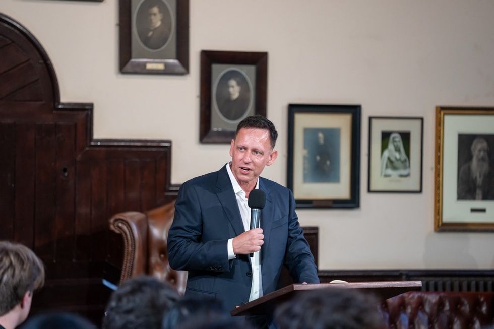 Peter Thiel speaking at The Cambridge Union in May 2024