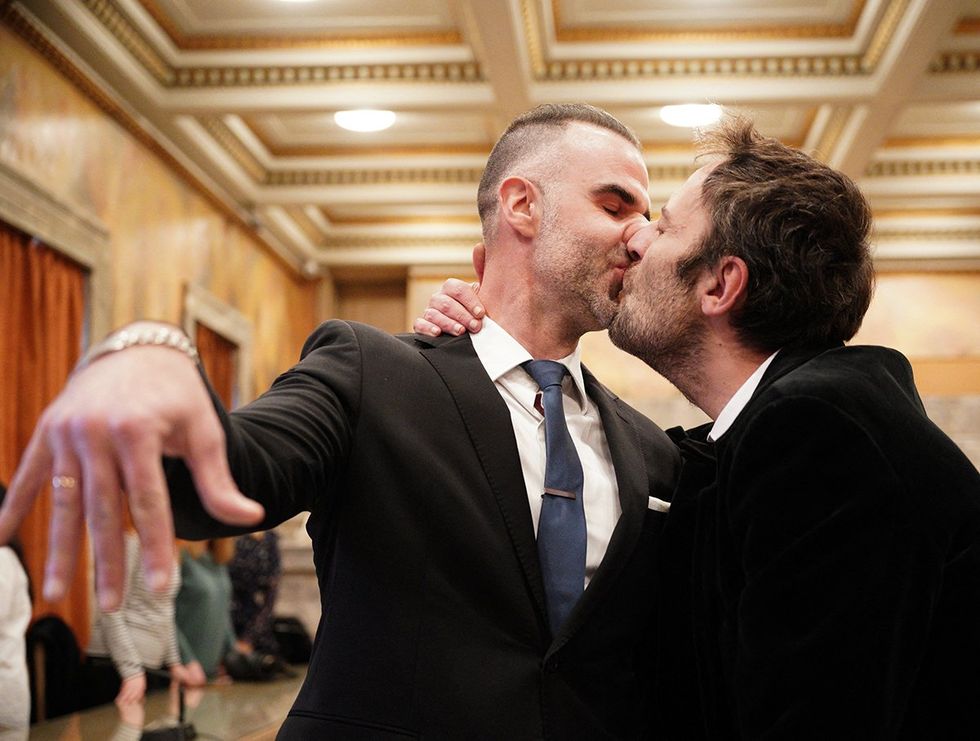 Petros Hadjopoulos pen name Auguste Corteau Anastasios Samouilidis first same sex couple married Athens