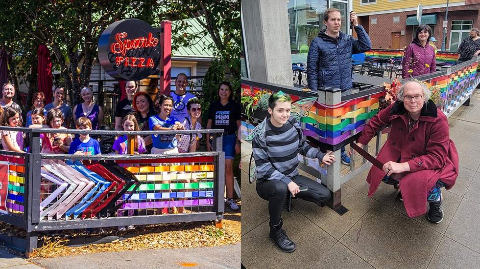 photo gallery Duvall Pride Wall rainbow ribbon weaving community project